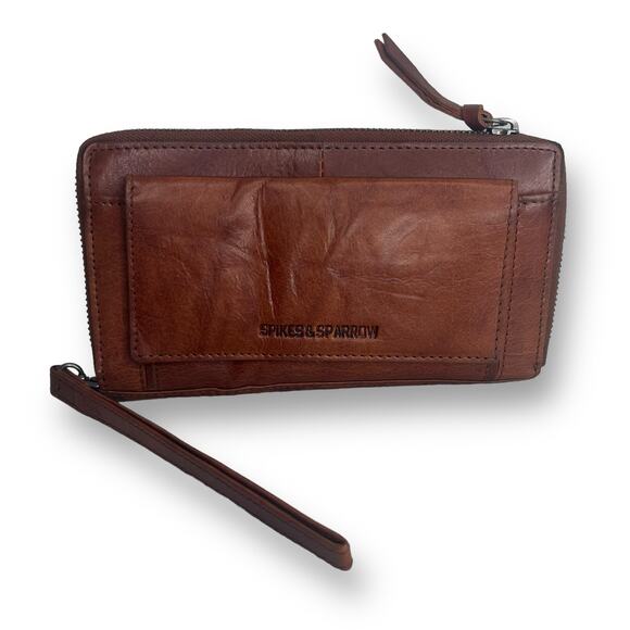 Spikes & Sparrow Brandy Brown Leather Aspen Wristlet Zip Wallet RFID Protected - Picture 12 of 12